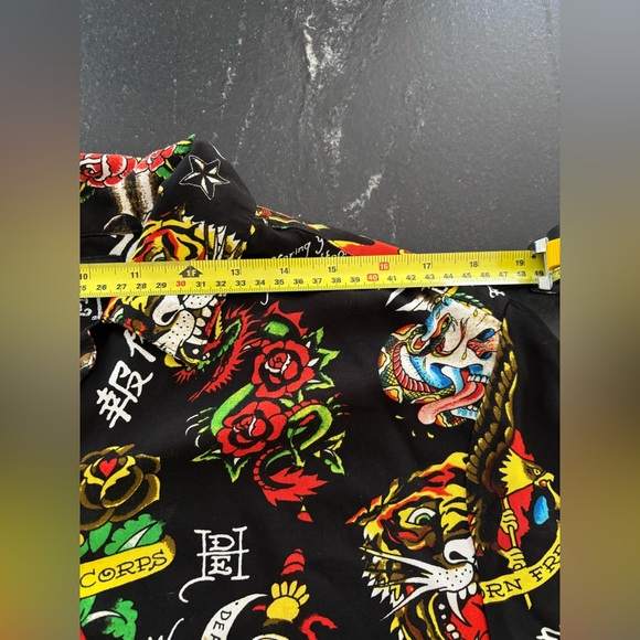 ED HARDY Bold Graphic Tattoo Men’s Short Sleeve Shirt,Skull,Rose,Tiger, Iconic,M - Picture 13 of 16